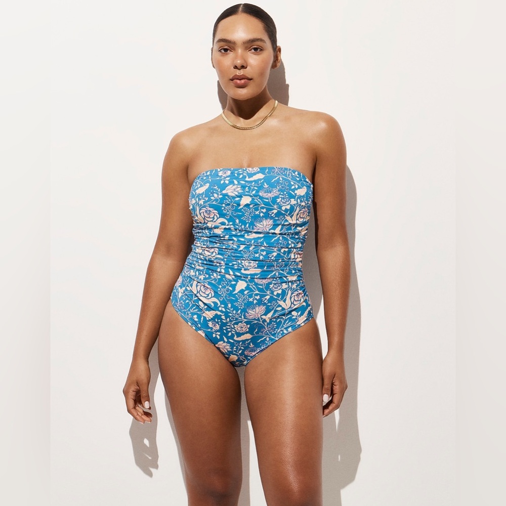 NWT J.Crew Gemma Ruched Bandeau One-Piece in Floral Print